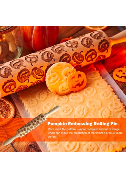 Cadılar Bayramı Oklava, Kabak Kabartma Oklava, 3D Jack O Fener Dekoratif Ro Kabartma Oklava Mutfak Hamur Silindiri (Yurt Dışından)