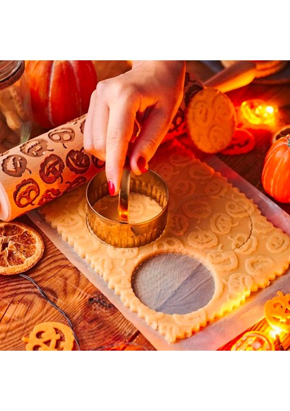 Cadılar Bayramı Oklava, Kabak Kabartma Oklava, 3D Jack O Fener Dekoratif Ro Kabartma Oklava Mutfak Hamur Silindiri (Yurt Dışından) fiyatları