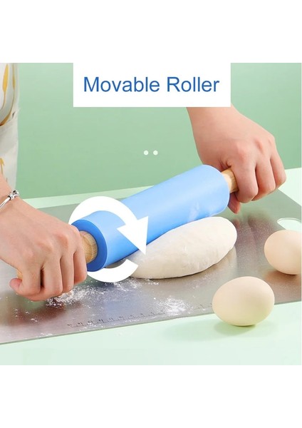 Yeşil-L Tarzı Silikon Oklava Hamur Hamuru Mantı Oklava Bakeware Mutfak Pasta ve Fırın Aksesuarları (Yurt Dışından) fırsatları