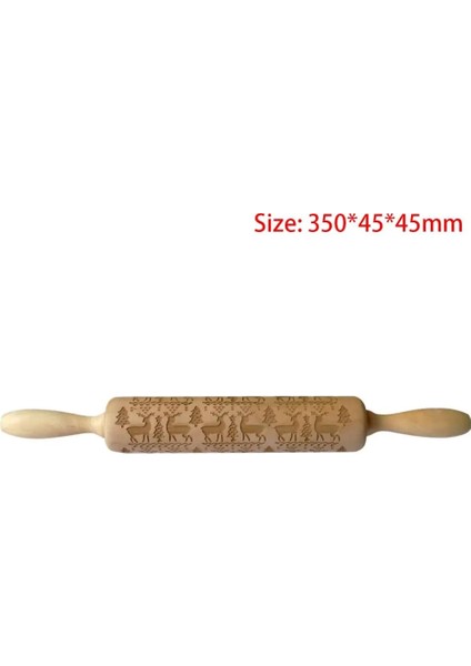 35CM C Stili Ristmas Oklava Lazer Ahşap Noel Kabartma Oklava Hamur Çubuğu Pişirme Pasta Aracı Ev Noel Dekorasyonu (Yurt Dışından)
