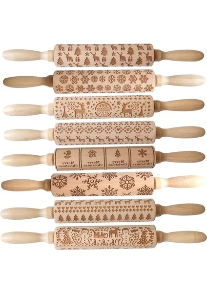 F Stili Noel Geyik Ahşap Oklava Kabartma Pişirme Kurabiye Erişte Bisküvi Fondan Kek Hamur Desenli Merdane Kar Tanesi (Yurt Dışından) fiyatları