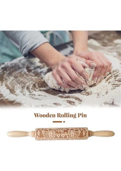 F Stili Noel Geyik Ahşap Oklava Kabartma Pişirme Kurabiye Erişte Bisküvi Fondan Kek Hamur Desenli Merdane Kar Tanesi (Yurt Dışından) indirimleri