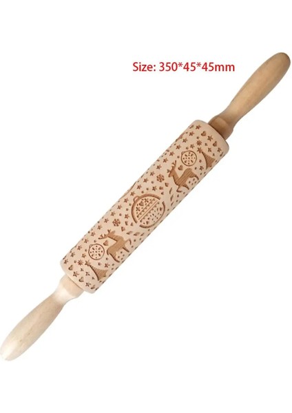 35CM Ben Tarzı Ristmas Oklava Lazer Ahşap Noel Kabartma Oklava Hamur Çubuğu Pişirme Pasta Aracı Ev Noel Dekorasyonu (Yurt Dışından)