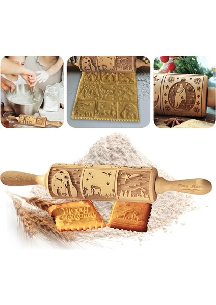 D Stili Noel Yuvarlanan Owflake Elk Ahşap Yuvarlanan Kabartma Pişirme Aracı Kurabiye Bisküvi Fondan Kek Desenli Rulo (Yurt Dışından) indirimleri