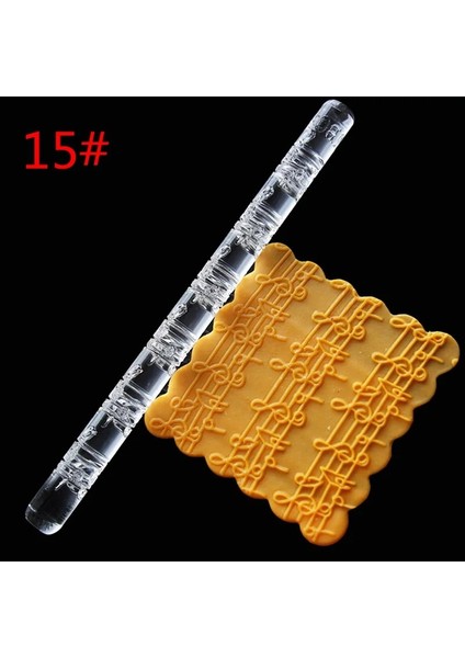 No.15 Tarzı Dokulu Kabartma Oklava Fondan Kek Rulo Bakeware Araçları Dekorasyon Pasta Araçları Fincan Üst Yapışmaz Oklava (Yurt Dışından)