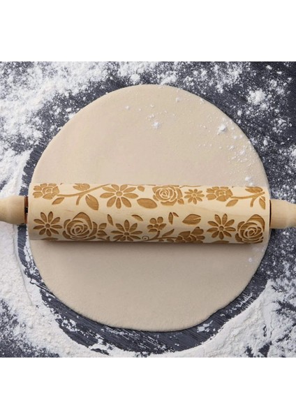 JM01795 Stili Ahşap Bahar Paskalya Tavşanı Turp Çiçek Boyalı Yumurta Oklava Ahşap Kabartmalı Merdane Oklava Doku Rulo (Yurt Dışından) modelleri