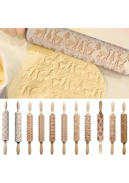 No.6 Tarzı Noel Oklava Lazer Ahşap Noel Kabartma Oklava Hamur Çubuğu Pişirme Pasta Aracı Yeni Yıl Noel Dekorasyonu (Yurt Dışından) fiyatları