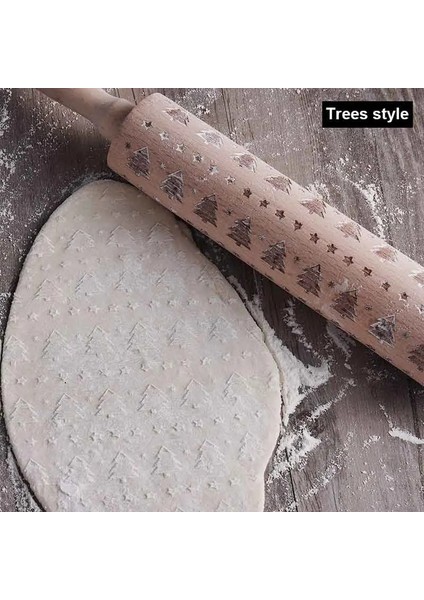 Ağaçlar Stili Teenra Noel Kabartma Oklava Ahşap Oklava Fondan Kek Hamur Rulo Noel Oyulmuş Haddeleme Ake Araçları (Yurt Dışından)