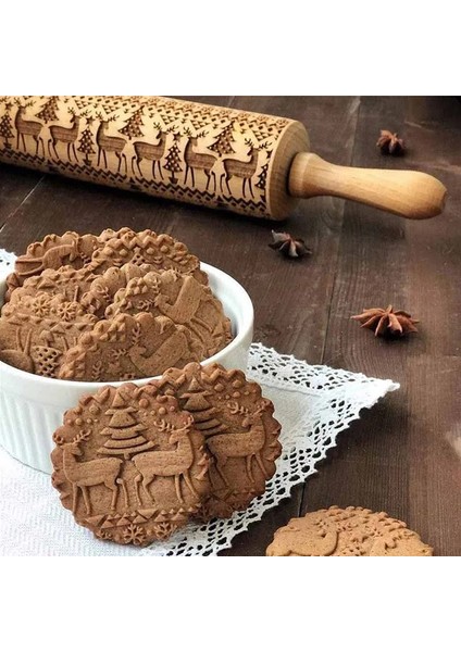 Ağaçlar Stili Teenra Noel Kabartma Oklava Ahşap Oklava Fondan Kek Hamur Rulo Noel Oyulmuş Haddeleme Ake Araçları (Yurt Dışından) fırsatları