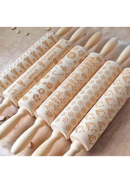 No.2 Tarzı Noel Oklava Lazer Ahşap Noel Kabartma Oklava Hamur Çubuğu Pişirme Pasta Aracı Yeni Yıl Noel Dekorasyonu (Yurt Dışından) fırsatları
