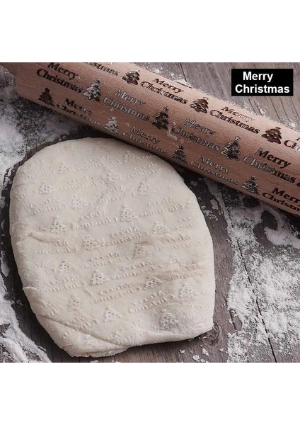 Neşeli Stil Teenra Noel Kabartma Oklava Ahşap Oklava Fondan Kek Hamur Rulo Noel Oyulmuş Haddeleme Ake Araçları (Yurt Dışından)