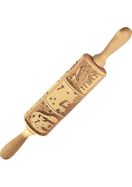 Bir Stil Doğuş Oyulmuş Oklava Ahşap Oymalar Kabartma Hamur Haddeleme Aracı Noel Çerez Kesici Mutfak Pasta Yılbaşı Hediyeleri (Yurt Dışından) modelleri