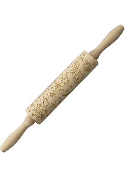 JM02024 Stili Noel Elk Baskı Oklava Ahşap Kabartmalı Ağaç Kalp Haddeleme Owflake Noel Çan Kurabiye Çubuğu Doku Rulo (Yurt Dışından)