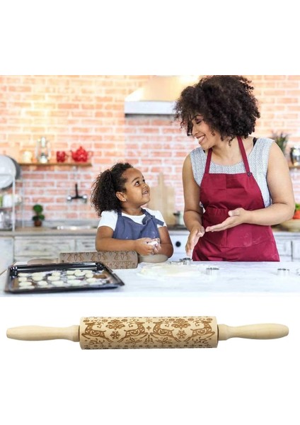 JM02024 Stili Noel Elk Baskı Oklava Ahşap Kabartmalı Ağaç Kalp Haddeleme Owflake Noel Çan Kurabiye Çubuğu Doku Rulo (Yurt Dışından) indirimleri