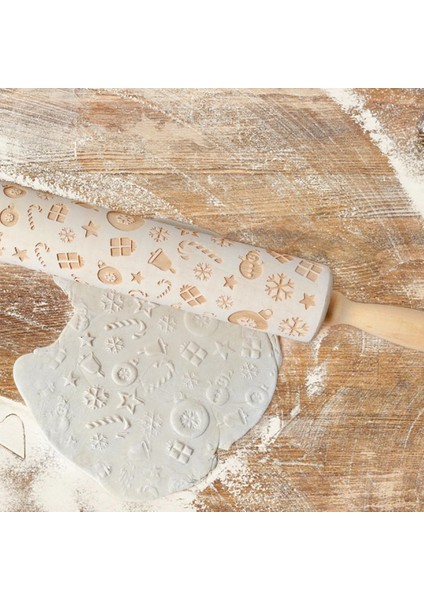 No.2 Tarzı Noel Oklava Lazer Ahşap Noel Kabartma Merdane Hamur Çubuğu Pişirme Pasta Aracı Yeni Yıl Noel Dekorasyonu (Yurt Dışından)