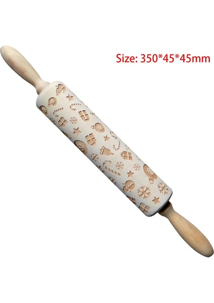 35CM B Tarzı Ristmas Oklava Lazer Ahşap Noel Kabartma Oklava Hamur Çubuğu Pişirme Pasta Aracı Ev Noel Dekorasyonu (Yurt Dışından)