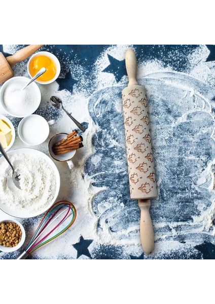 35CM B Tarzı Ristmas Oklava Lazer Ahşap Noel Kabartma Oklava Hamur Çubuğu Pişirme Pasta Aracı Ev Noel Dekorasyonu (Yurt Dışından) indirimleri