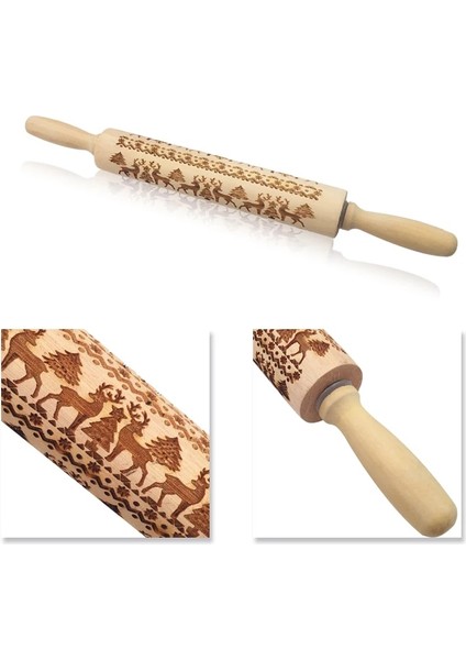 Silindir Buz Çiçeği Stili Noel Kabartma Oklava Pişirme Kurabiye Erişte Bisküvi Fondan Kek Hamur Oyma Rulo Ren Geyiği Ahşap Oklava (Yurt Dışından) indirimleri