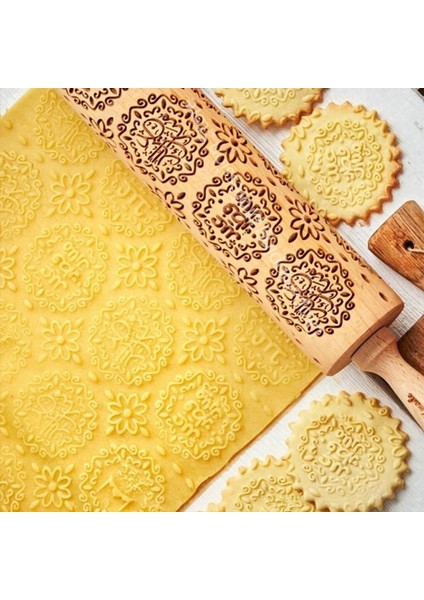 S-Eşkenar Dörtgen Stili Ahşap Kabartmalı Oklava Oyulmuş Kabartma Oklava ile Noel Kar Tanesi Çiçek Desenli Pişirme Fondan Kurabiye (Yurt Dışından) indirimleri