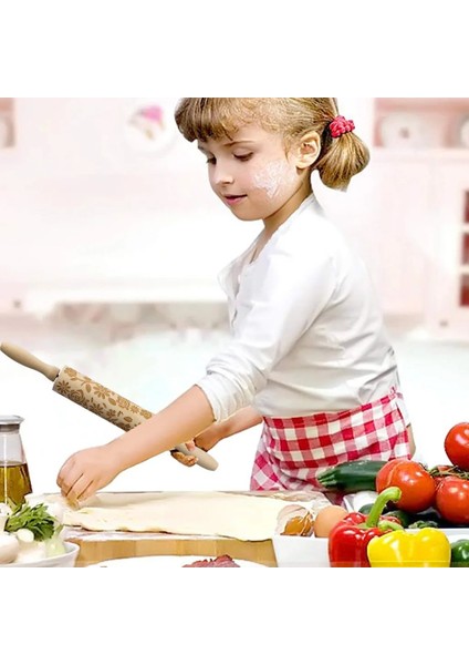JM01037 Stili Ahşap Bahar Paskalya Tavşanı Turp Çiçek Boyalı Yumurta Oklava Ahşap Kabartmalı Merdane Oklava Doku Rulo (Yurt Dışından)