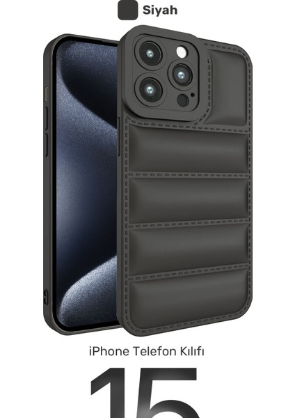 iPhone 15 Pro Uyumlu Airbag Puffer Modeli Darbeye Dayanıklı Silikon Şişme Kılıf