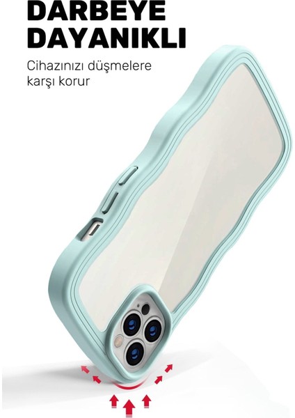 iPhone 15 Pro Max Uyumlu Dalgalı Çerçeveli Darbeye Dayanıklı Silikon Telefon Kılıfı modelleri