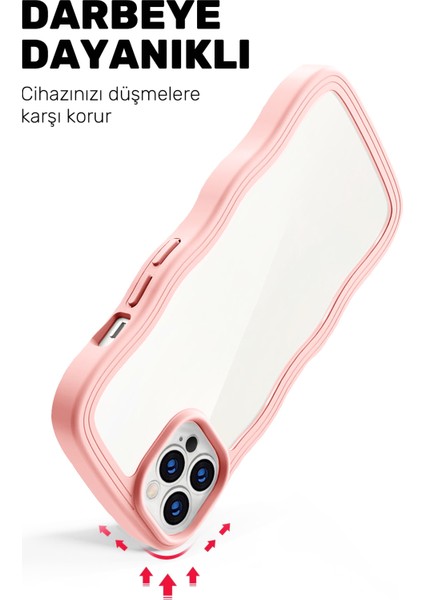 iPhone 15 Pro Uyumlu Dalgalı Çerçeveli Darbeye Dayanıklı Silikon Telefon Kılıfı modelleri