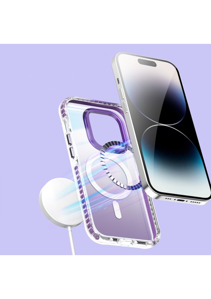 iPhone 15 Uyumlu Kılıf Magsafe Şarj Özellikli Kapak Antishock Yüksek Koruma Sararmaz Kapak Tpu