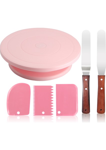 56PC Pembe Tarzı Kek Standı Döner Tabla Döner Taban Kek Plastik Hamur Bıçağı Dekorasyon 10 Inç Kremalı Kek Stand Seti Kek Döner Döner Tabla Aracı (Yurt Dışından)