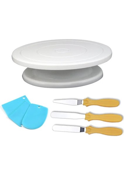 C Stili Dıy Tava Pişirme Aracı Plastik Kek Tabağı Döner Döner Kaymaz Yuvarlak Kek Standı Kek Dekorasyon Döner Masa Mutfak (Yurt Dışından)