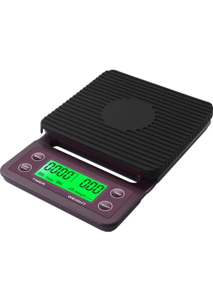 Bordo Tarzı 3kg Zamanlayıcı LCD Ekranlı Yüksek Hassasiyetli Dijital Mutfak Terazisi Damla Kahve Ölçeği 3kg.1g 5kg.1g (Yurt Dışından)
