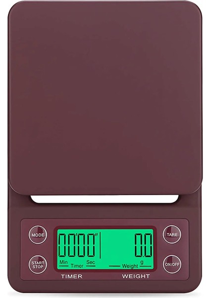 Kahverengi Tarzı 3kg 3kg 0.1g 5kg 0.1g Kahve Ağırlığı 0.1g Damla Kahve Tartı Zamanlayıcılı Dijital Mutfak Terazisi Yüksek Hassasiyetli LCD Terazi (Yurt Dışından)