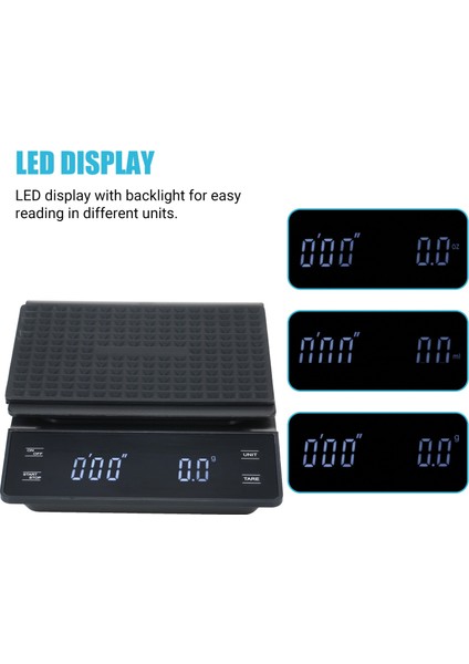 0.3g ~ 3000G Dijital Ölçekli Yüksek Hassasiyetli Mutfak Terazisi, Su Geçirmez Yüzeyli Electroale, Arkadan Aydınlatmalı Pişirme Ölçeği ile (Yurt Dışından) fırsatları