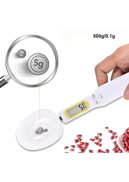 Kırmızı Stil 500G.1G Taşınabilir Kaşık Ölçek LCD Dijital Mutfak Ölçme Gram Elektronik Gıda Kahve Şeker Gram Asılı Tartı Aracı (Yurt Dışından)