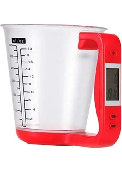 Kırmızı Stil Ölçek LCD Ekran Sıcaklık Büyük Kapasiteli Ölçme Fincan Mutfak Terazisi Dijital Beher Elektronik Ölçme Fincanaracı (Yurt Dışından)