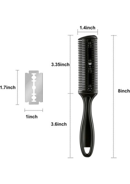 3 Adet Siyah Usturalı Jiletli Saç Tarağı Izli Saç Kesim Jilet Dahil