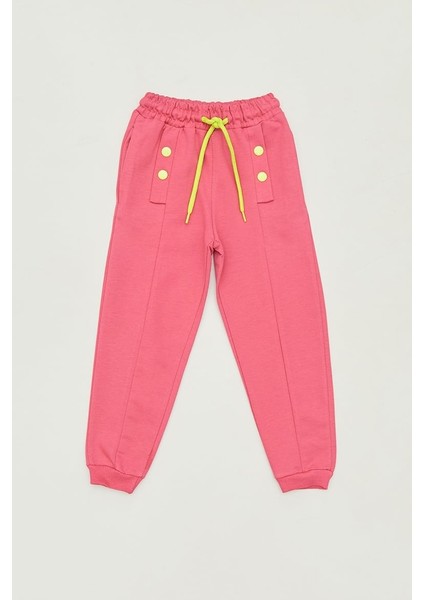 Basic Beli Bağcıklı Düğme Detaylı Kız Çocuk Eşofman Altı