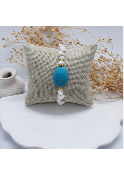 Sedef Kırık Taş & Turkuaz Doğal Taş Kadın Bileklik fiyatları