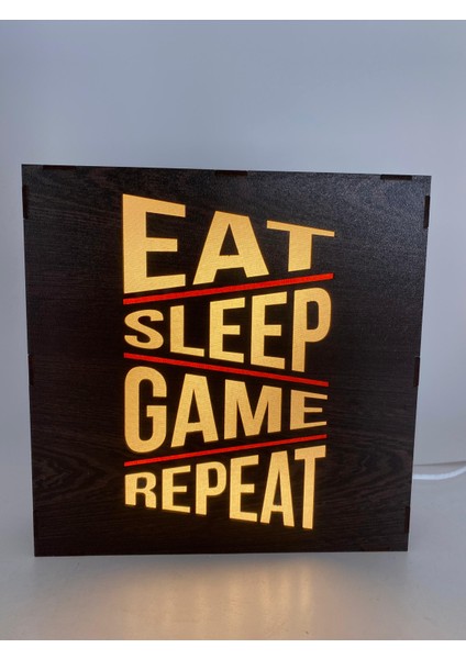 Eat Sleep Game Repeat - Işıklı Dekor fiyatları