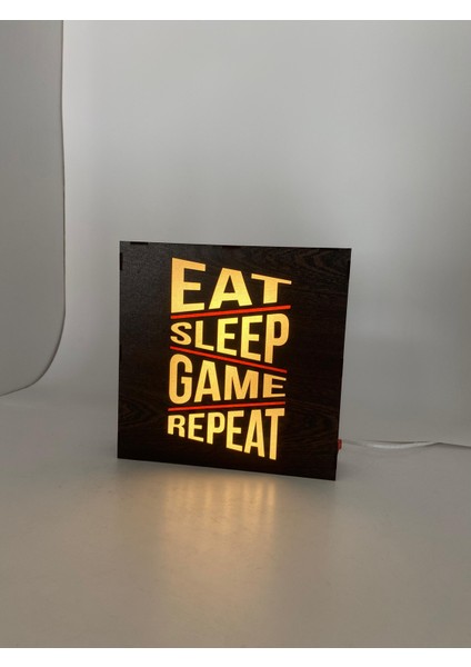 Eat Sleep Game Repeat - Işıklı Dekor fırsatları