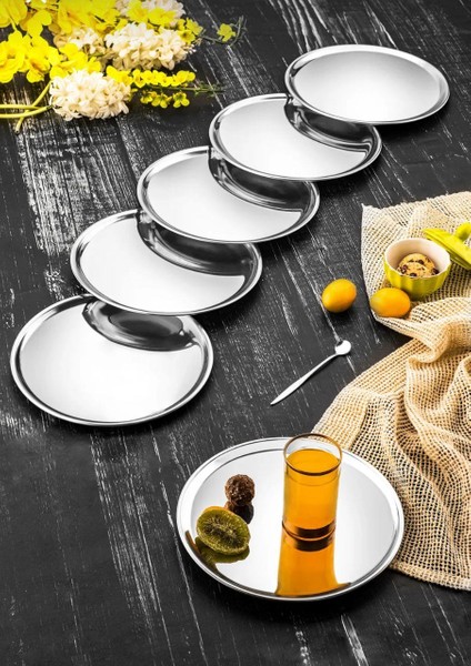 Tepsi Çay Kahve Servis & Sunum Tepsisi 6 Lı (21,5 Cm)
