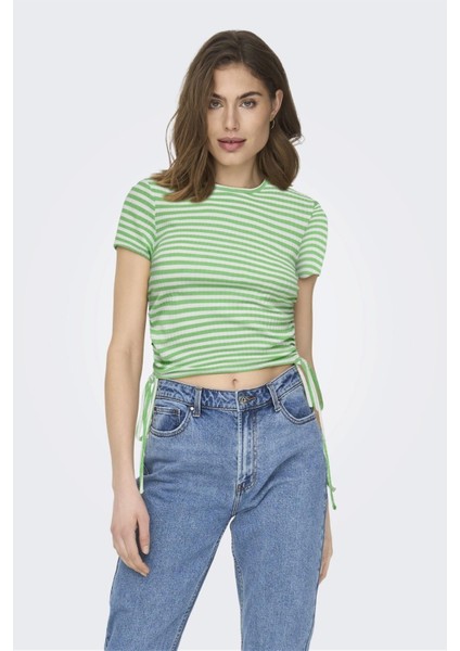 Onlwendy S/s Ruchıng Top Jrs 15284982 Yeşil