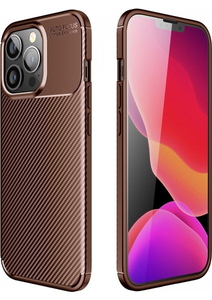 Apple iPhone 13 Pro Kılıf Focus Karbon Silikon - Kahverengi