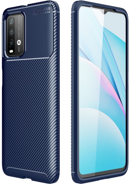 Xiaomi Redmi 9t Kılıf Focus Karbon Silikon - Lacivert