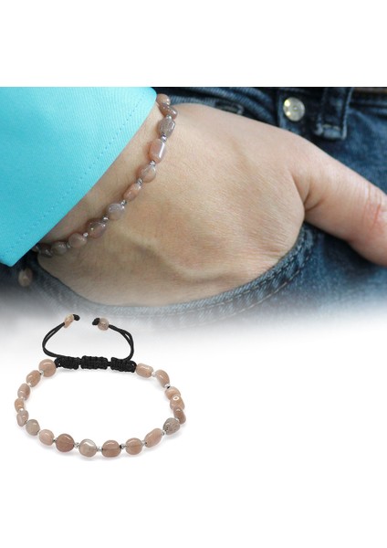 Makrome Örgülü Naturel Kesim Güneş Taşı Doğaltaş Erkek Bileklik fiyatları