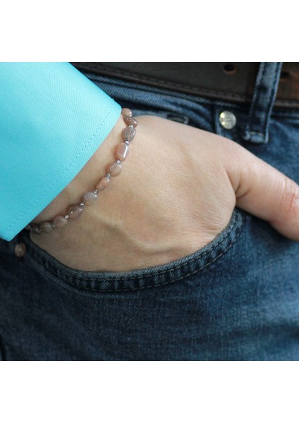 Makrome Örgülü Naturel Kesim Güneş Taşı Doğaltaş Erkek Bileklik modelleri