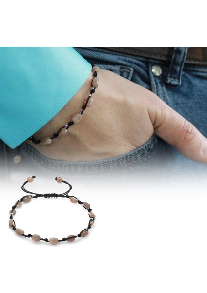 Makrome Örgülü Naturel Kesim Dorika Top Detaylı Güneş Taşı Doğaltaş Erkek Bileklik fiyatları