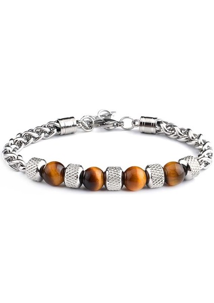 Kaplangözü&çelik Kombinasyonlu Uzunluk Ayarlanabilir Avangart Erkek Bileklik