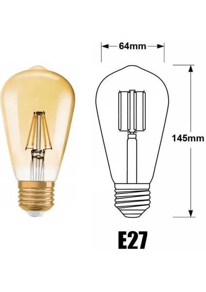 Vintage 1906 4W (37W) Armut Rustik LED Ampul Sarı Işık