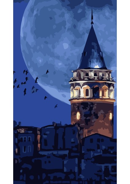 Sayılarla Boyama Seti Gecenin Renginde Galata 40x50 cm modelleri